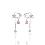 Söğütlü Silver Gümüş rodyumlu pembe zirkon taşlı bulut küpe [barcode]