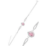 Söğütlü Silver Gümüş rodyumlu pembe zirkon taşlı pırlanta modeli damla bileklik [barcode]