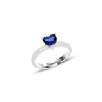 Söğütlü Silver Gümüş rodyumlu safir taşlı brilliant ayarlamalı kalp yüzük [barcode]