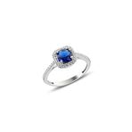 Söğütlü Silver Gümüş rodyumlu safir taşlı kare yüzük 9