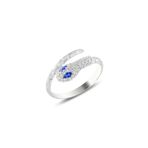 Söğütlü Silver Gümüş rodyumlu safir ve zirkon taşlı ayarlanabilir yılan yüzük