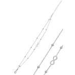 Söğütlü Silver Gümüş rodyumlu top top çift zincirli sonsuzluk bileklik [barcode]