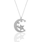 Söğütlü Silver Gümüş rodyumlu zirkon taşlı ay ve yıldızlar kolye