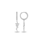 Söğütlü Silver Gümüş rodyumlu zirkon taşlı ay yıldız halka küpe [barcode]