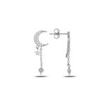 Söğütlü Silver Gümüş rodyumlu zirkon taşlı ay yıldız küpe [barcode]