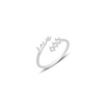 Söğütlü Silver Gümüş rodyumlu zirkon taşlı love yazılı ayarlamalı yüzük [barcode]