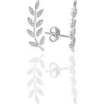 Söğütlü Silver Gümüş Rodyumlu Zirkon Taşlı Yaprak Küpe - Renkli
