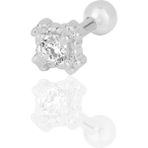 Söğütlü Silver Gümüş Rodyumlu Zirkon Tek Taşlı Tragus Helix Piercing Küpe