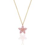 Söğütlü Silver Gümüş rose damla kesim pembe taşlı çiçek kolye [barcode]