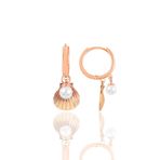 Söğütlü Silver Gümüş Rose İnci ve Midye Halka Küpe