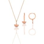 Söğütlü Silver Gümüş rose minimal midye modeli kolye ve küpe seti [barcode]