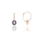 Söğütlü Silver Gümüş Rose Mix Taşlı Yuvarlak Halka Küpe