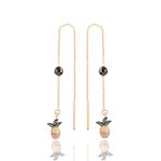Söğütlü Silver Gümüş Rose Oniks Taşlı Ananas Zincir Küpe