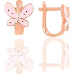 Söğütlü Silver Gümüş rose pembe mineli kelebek çocuk küpesi [barcode]