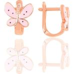 Söğütlü Silver Gümüş Rose Pembe Mineli Kelebek Küpe