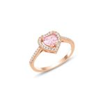 Söğütlü Silver Gümüş rose pembe taşlı pırlanta montürlü Kalp modeli yüzük [barcode] 15