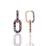 Söğütlü Silver Gümüş rose renkli taşlı sallantılı trend küpe [barcode]