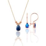 Söğütlü Silver Gümüş rose safir renkli dorica damla kolye ve çengelli küpe seti
