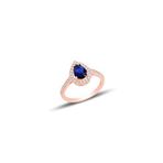 Söğütlü Silver Gümüş rose safir taşlı damla modeli yüzük 14
