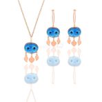 Söğütlü Silver Gümüş Rose Süryani Nazar Boncuğu Kolye ve Küpe İkili Set