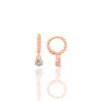 Söğütlü Silver Gümüş rose tek taşlı halka küpe Rose