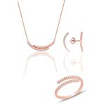 Söğütlü Silver Gümüş rose zirkon sıra taşlı kolye küpe ve yüzük üçlü set [barcode]
