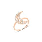 Söğütlü Silver Gümüş rose zirkon taşlı alttan ayarlanabilir hilal yüzük [barcode]