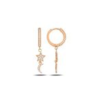 Söğütlü Silver Gümüş rose zirkon taşlı ay yıldız halka küpe [barcode]