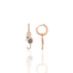 Söğütlü Silver Gümüş rose zirkon taşlı deniz atı küpe