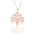 Söğütlü Silver Gümüş rose zirkon taşlı dilek ağacı kolye
