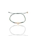 Söğütlü Silver Gümüş rose zirkon taşlı dorica toplu yeşil ipli yonca şans bileklik [barcode]