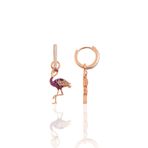 Söğütlü Silver Gümüş rose zirkon taşlı flamingo küpe