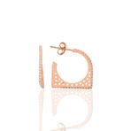 Söğütlü Silver Gümüş rose zirkon taşlı geometrik küpe
