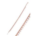 Söğütlü Silver Gümüş rose zirkon taşlı gurmet zincirli halhal