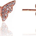 Söğütlü Silver Gümüş rose zirkon taşlı kelebek küpe [barcode]
