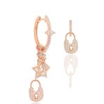 Söğütlü Silver Gümüş rose zirkon taşlı kilit şans küpe [barcode]