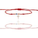 Söğütlü Silver Gümüş rose zirkon taşlı nazarlı kutup yıldızı ipli şans bileklik SGTL12439ROSE
