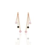 Söğütlü Silver Gümüş rose zirkon taşlı renkli zincir ışıltısı küpe [barcode]