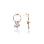 Söğütlü Silver Gümüş rose zirkon taşlı sallantılı ring küpe