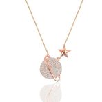 Söğütlü Silver Gümüş rose zirkon taşlı satürn gezegen kolye [barcode]