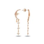 Söğütlü Silver Gümüş rose zirkon taşlı tasarım ay, kutup yıldızı sallantılı küpe [barcode]