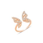 Söğütlü Silver Gümüş rose zirkon taşlı üstten ayarlanabilir kelebek yüzük [barcode]