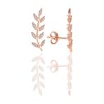 Söğütlü Silver Gümüş Rose Zirkon Taşlı Yaprak Küpe