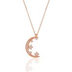 Söğütlü Silver Gümüş rose zirkon taşlı yeni ay ve yıldızlar kolye [barcode]