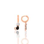 Söğütlü Silver Gümüş rose zirkon ve onix taşlı özel tasarım kedi küpe [barcode]