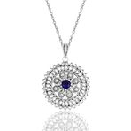Söğütlü Silver Gümüş safir taşlı oksitli telkari işlemeli kolye [barcode]