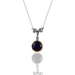 Söğütlü Silver Gümüş safir taşlı otantik tektaş kolye