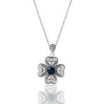 Söğütlü Silver Gümüş safir taşlı telkari işlemeli yonca kolye [barcode]