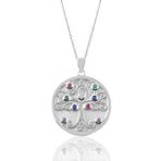 Söğütlü Silver Gümüş sedef ve renkli taşlı hayat ağacı kolye