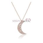 Söğütlü Silver KOLYE5097 Nano Turkuaz Taşlı Ay Kadın Kolye